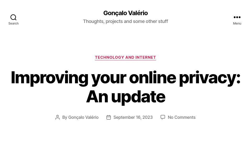 Screenshot of blog.ovalerio.net: Improving your online privacy: An update