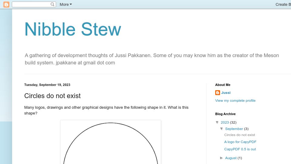 Screenshot of nibblestew.blogspot.com: Circles do not exist