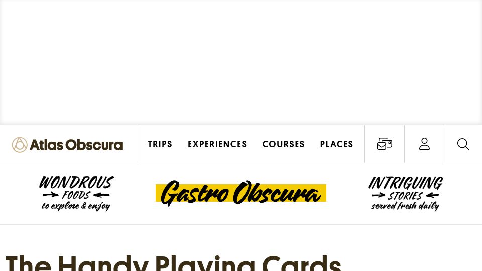 Screenshot of atlasobscura.com: Playing cards that taught 17th-century cooks to carve meat (2019)