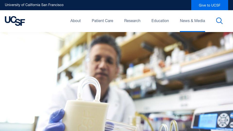 Screenshot of ucsf.edu: Can an artificial kidney finally free patients from dialysis?