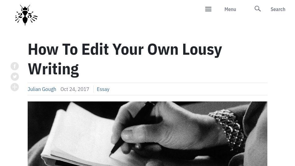 Screenshot of stingingfly.org: How to edit your own lousy writing (2017)