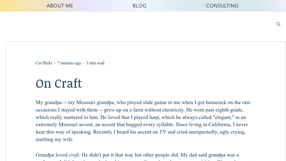 Screenshot of drcathicks.com: On Craft