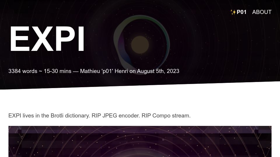 Screenshot of p01.org: EXPI by p01