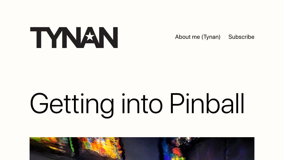 Screenshot of tynan.com: Getting into Pinball