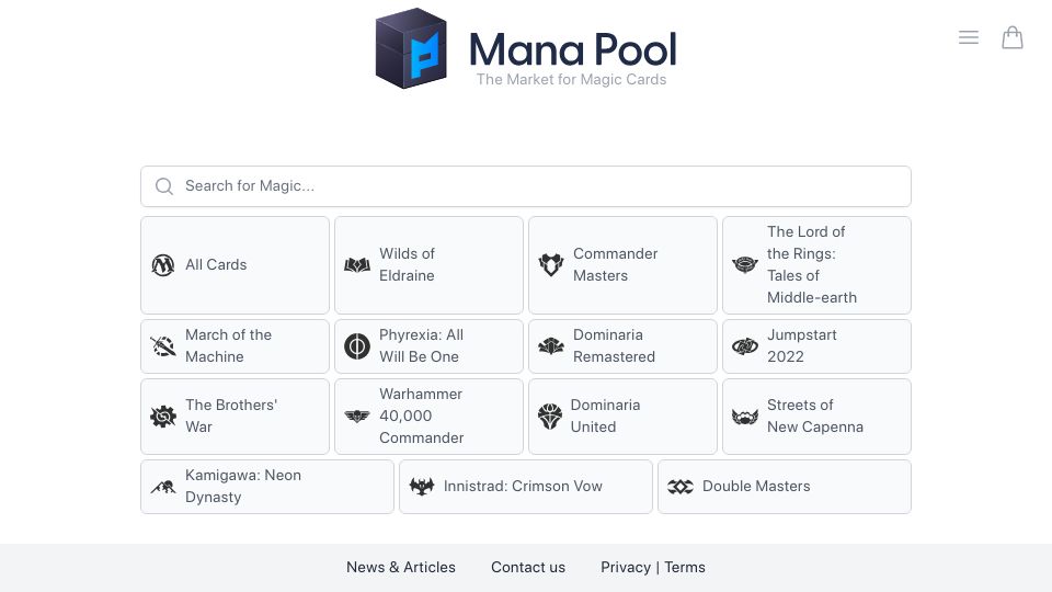 Screenshot of manapool.com: Show HN: Mana Pool – Market for Magic Cards
