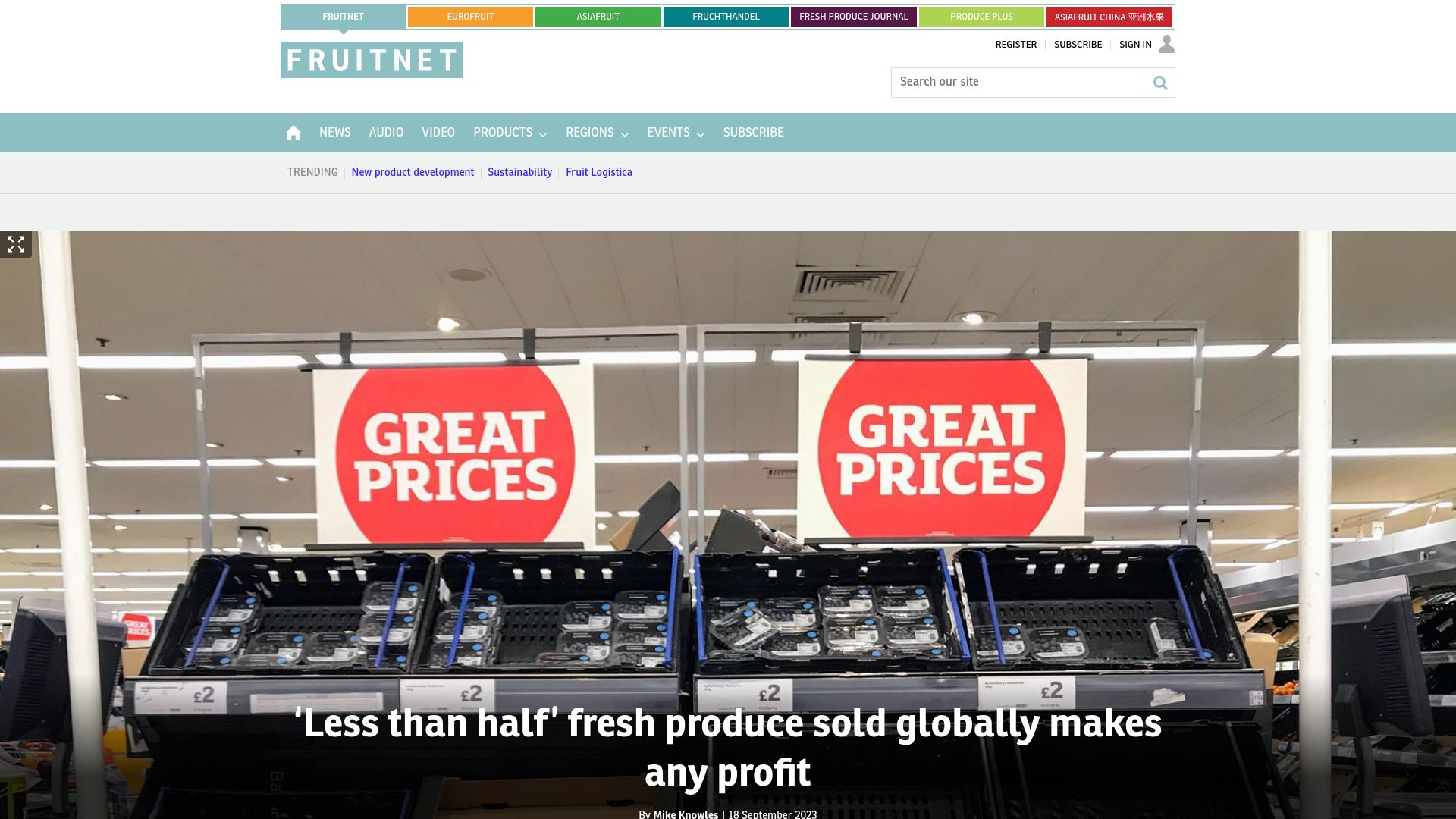 Screenshot of fruitnet.com: ‘Less than half’ fresh produce sold globally makes any profit
