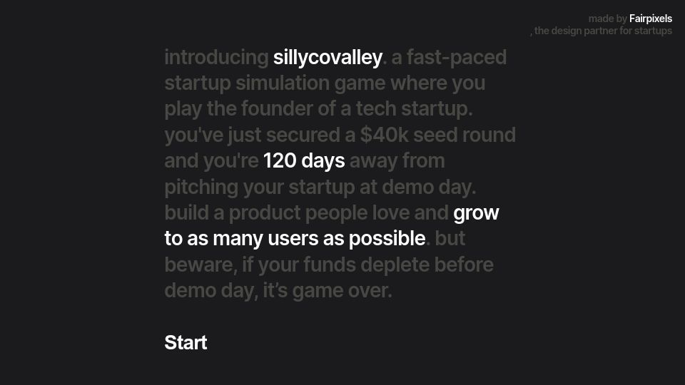 Screenshot of sillycovalley.com: SillycoValley: Write Code, Build Your Startup