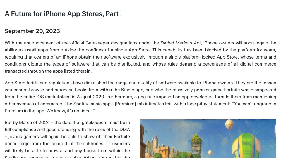 Screenshot of appfair.org: A future for iPhone app stores