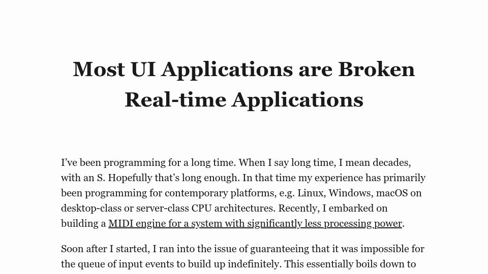Screenshot of thelig.ht: Most UI applications are broken real-time applications