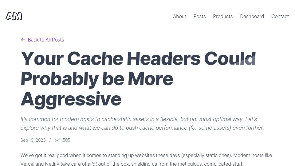 Screenshot of macarthur.me: Cache headers could probably be more aggressive