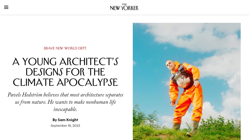 Screenshot of newyorker.com: A Young Architect’s Designs for the Climate Apocalypse
