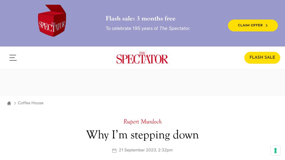 Screenshot of spectator.co.uk: Why I’m stepping down