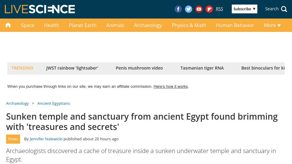 Screenshot of franckgoddio.org: Sunken temple and sanctuary from ancient Egypt