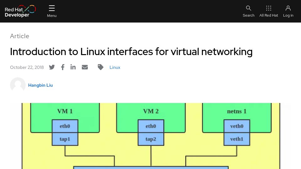 Screenshot of developers.redhat.com: Introduction to Linux interfaces for virtual networking (2018)