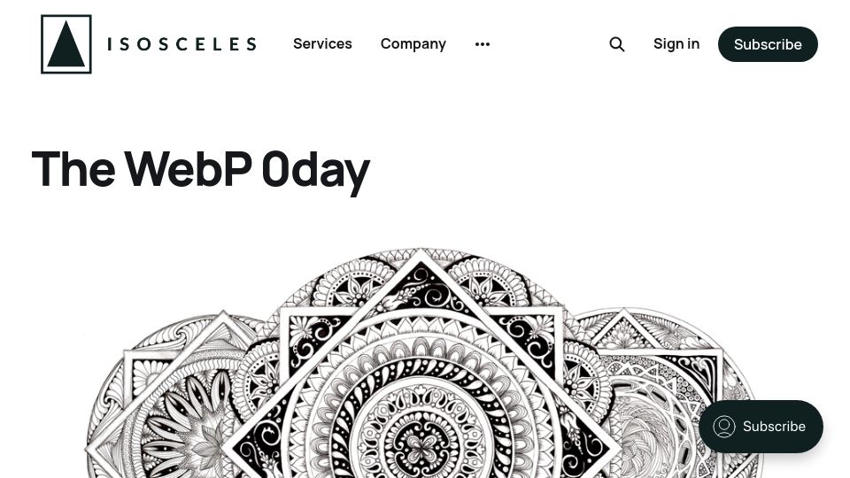 Screenshot of blog.isosceles.com: The WebP 0day