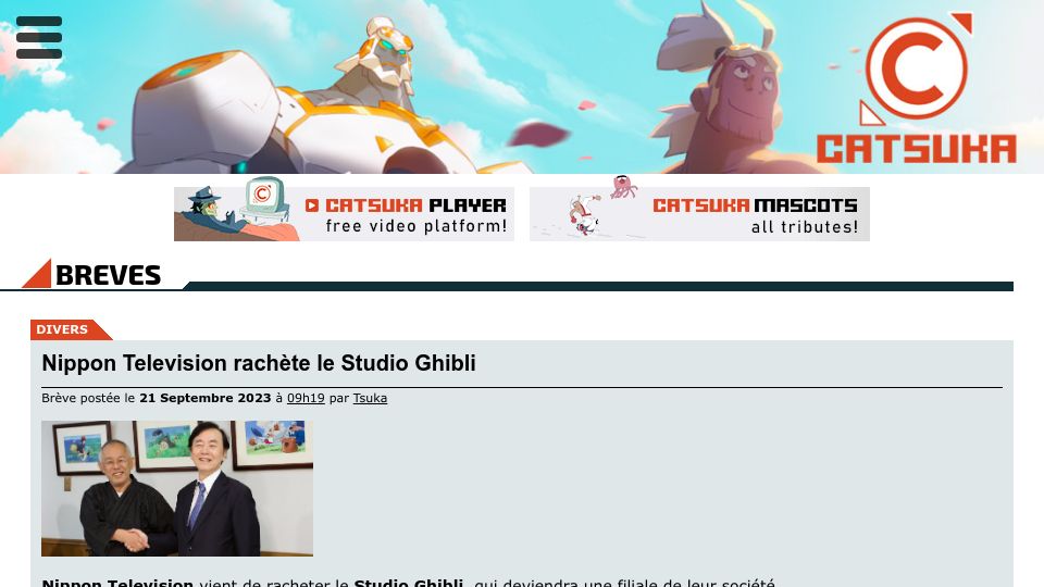 Screenshot of japantimes.co.jp: Studio Ghibli set to become subsidiary of Nippon TV