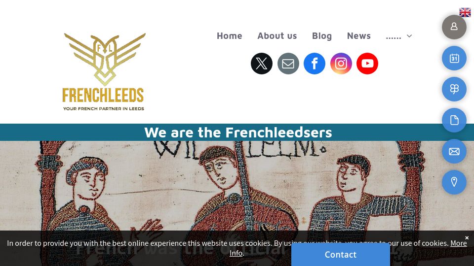 Screenshot of frenchleeds.co.uk: French was the official language of England from 1066 till 1362
