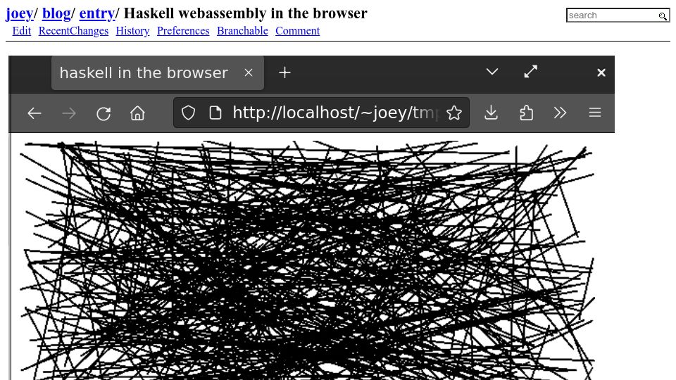 Screenshot of joeyh.name: Haskell WebAssembly in the Browser