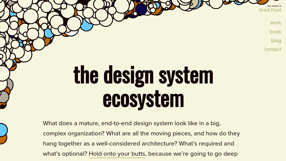 Screenshot of bradfrost.com: The Design System Ecosystem