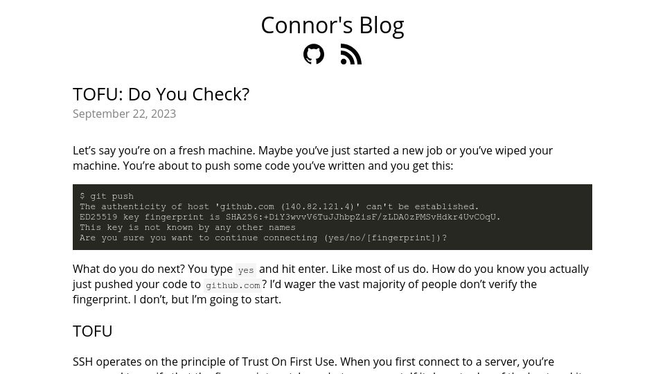 Screenshot of cedwards.xyz: TOFU: Do You Check?