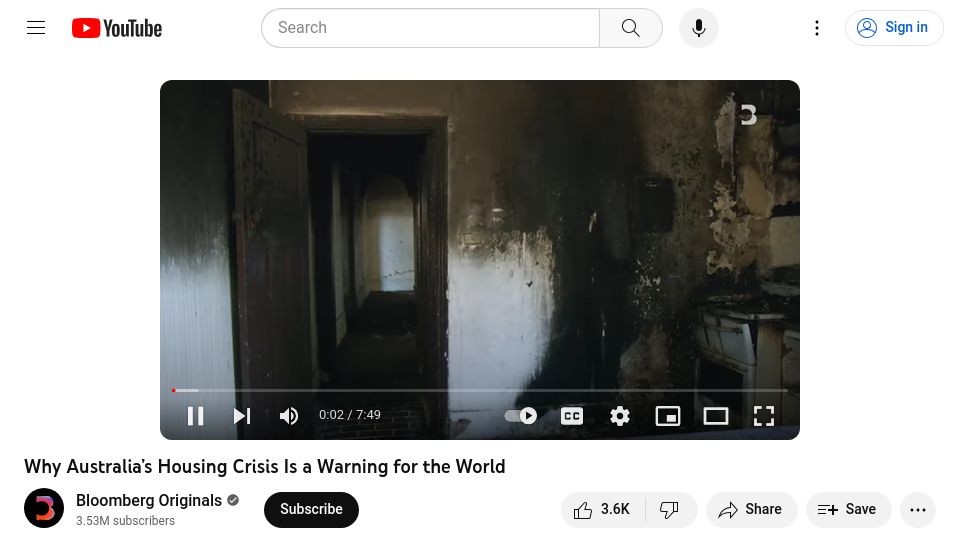 Screenshot of youtube.com: Why Australia’s Housing Crisis Is a Warning for the World [video]