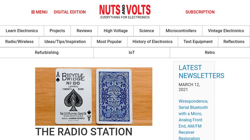 Screenshot of nutsvolts.com: The Radio Station That Bridge Built