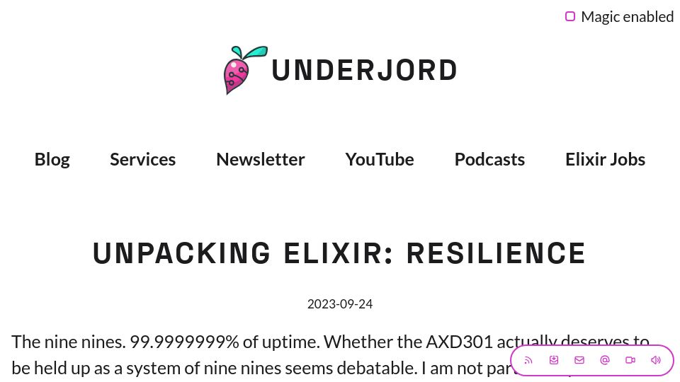 Screenshot of underjord.io: Unpacking Elixir: Resilience