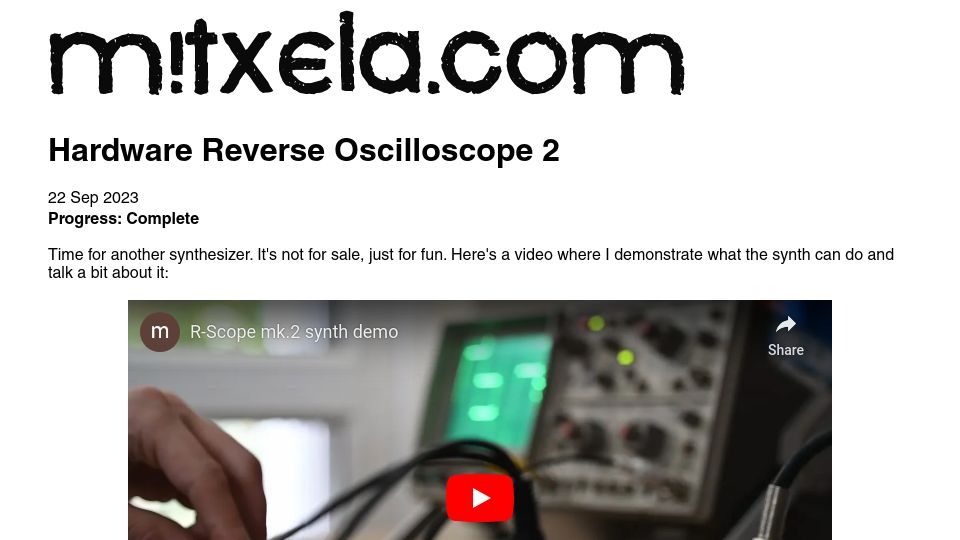 Screenshot of mitxela.com: Hardware Reverse Oscilloscope 2