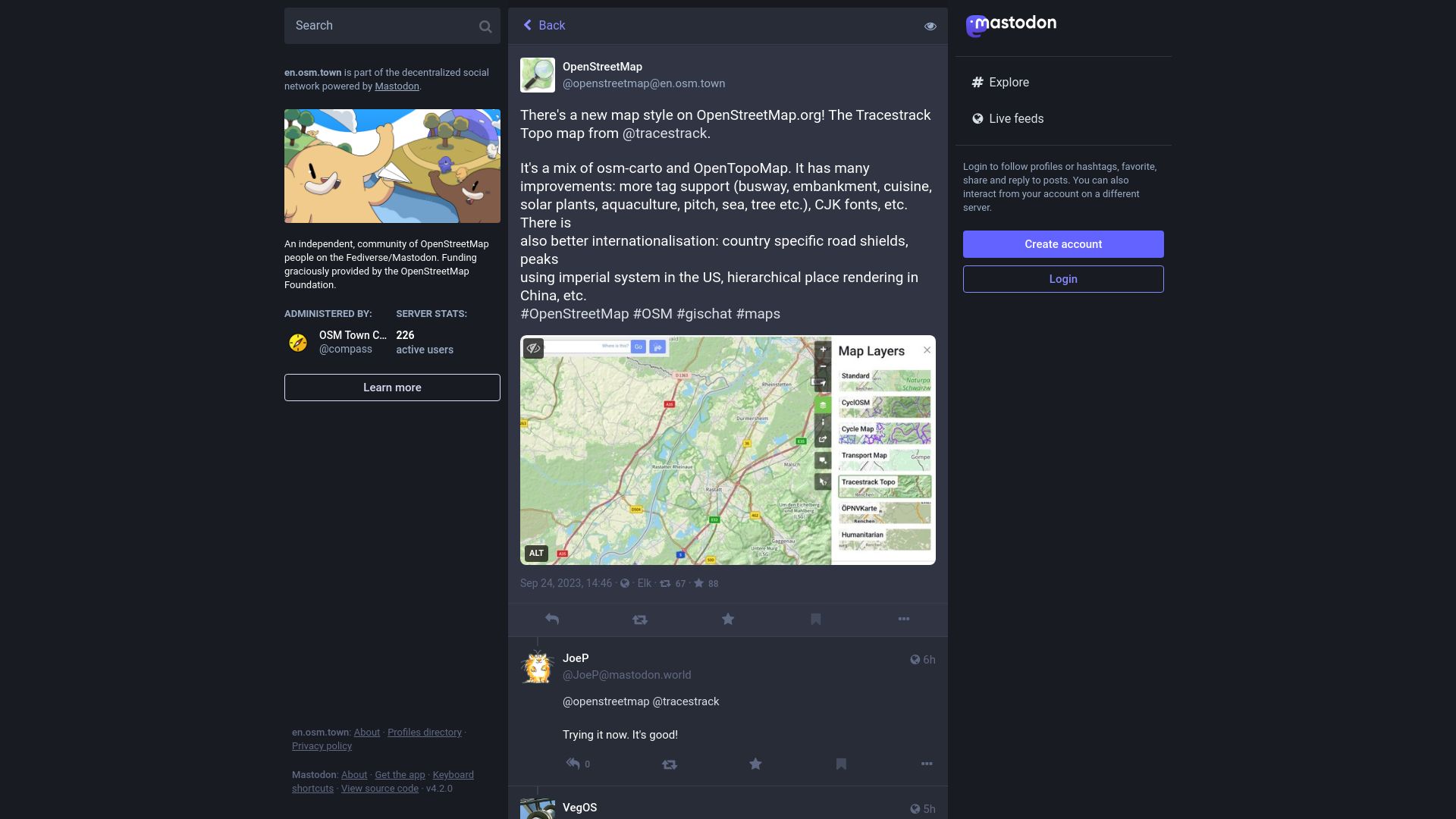 Screenshot of en.osm.town: There's a new map style on OpenStreetMap.org