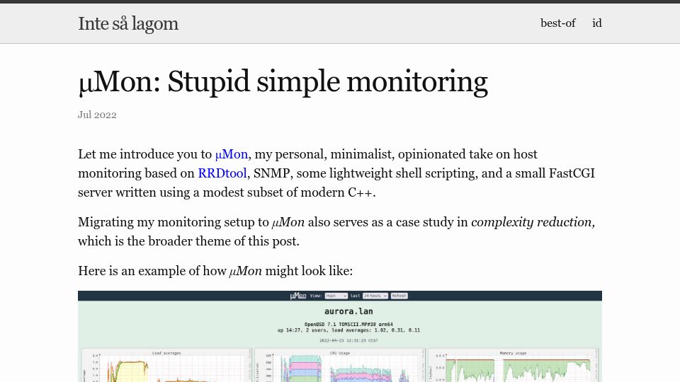 Screenshot of tomscii.sig7.se: μMon: Stupid simple monitoring (2022)