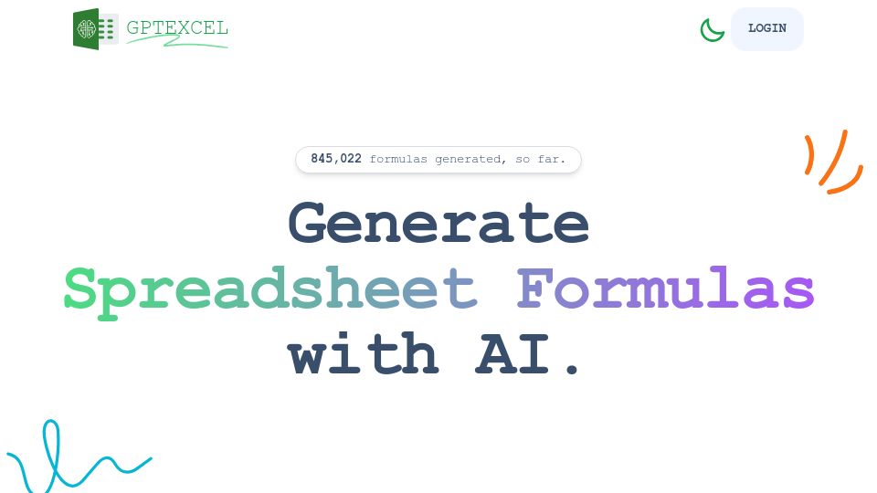 Screenshot of gptexcel.uk: GPT Excel
