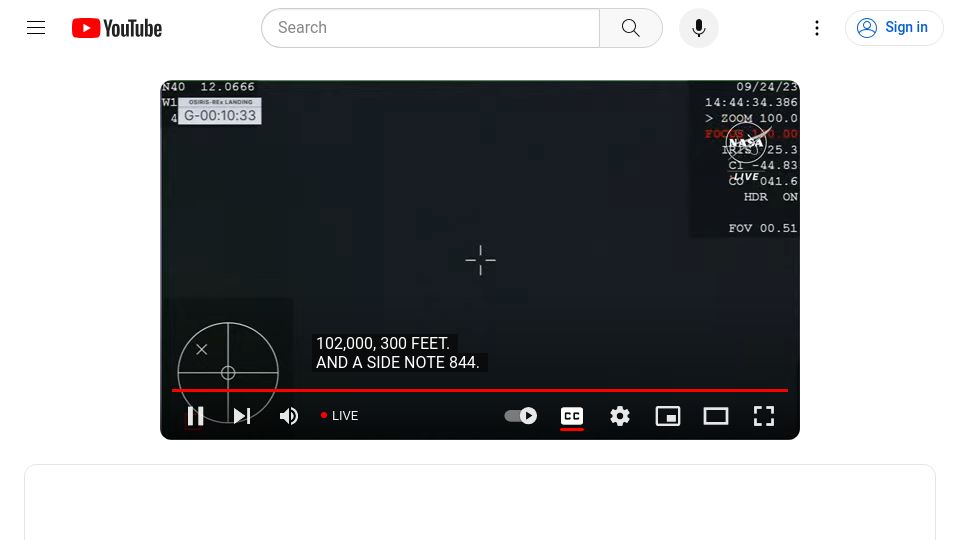 Screenshot of youtube.com: OSIRIS-REx Asteroid Sample Return [video]