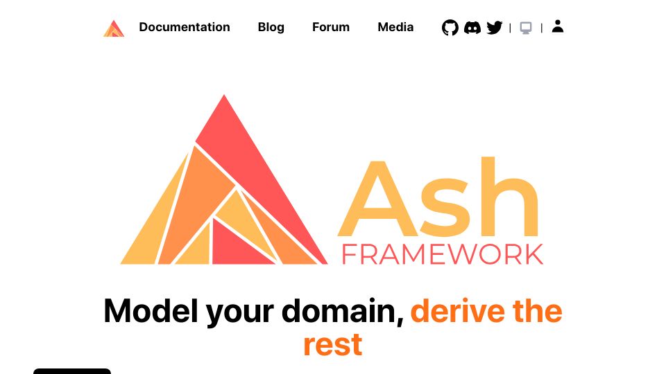 Screenshot of ash-hq.org: Ash Framework