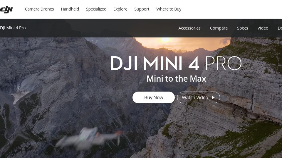Screenshot of dji.com: DJI Mini 4 Pro
