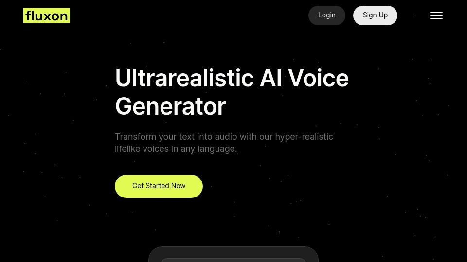 Screenshot of fluxon.ai: Another Text to Speech API