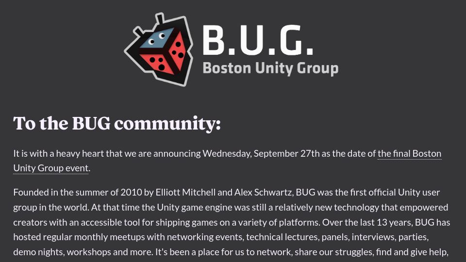 Screenshot of farewell.bostonunitygroup.com: Unity's oldest community announces dissolution