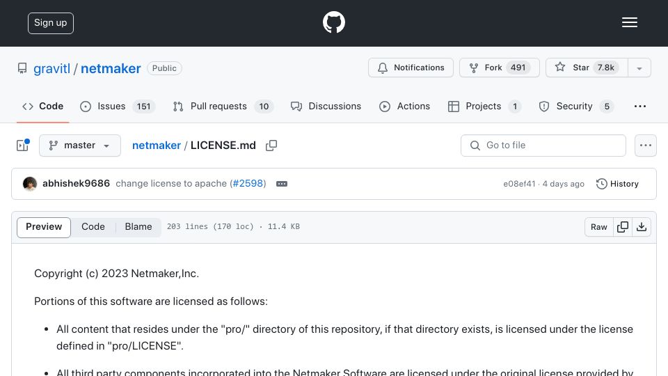 Screenshot of github.com: Show HN: Netmaker – Netmaker Goes Open Source
