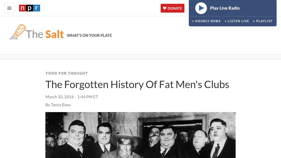 Screenshot of npr.org: Fat Men's Clubs (2016)
