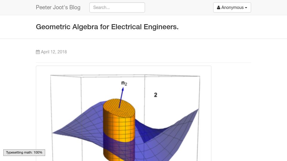 Screenshot of peeterjoot.com: Geometric Algebra for Electrical Engineers