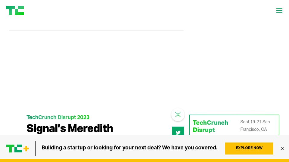 Screenshot of techcrunch.com: AI is fundamentally ‘a surveillance technology’