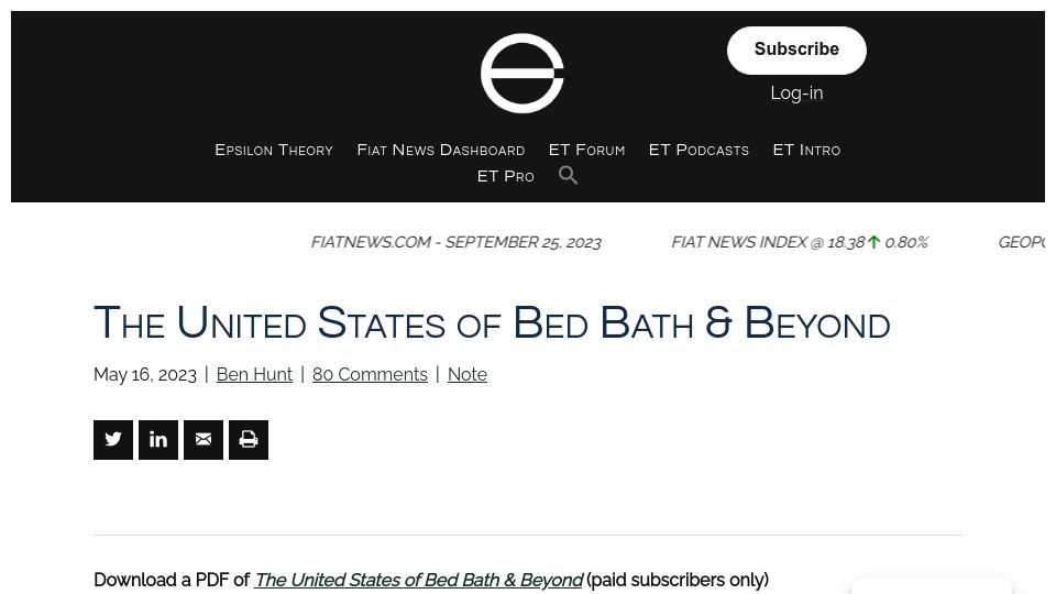 Screenshot of epsilontheory.com: The United States of Bed Bath & Beyond