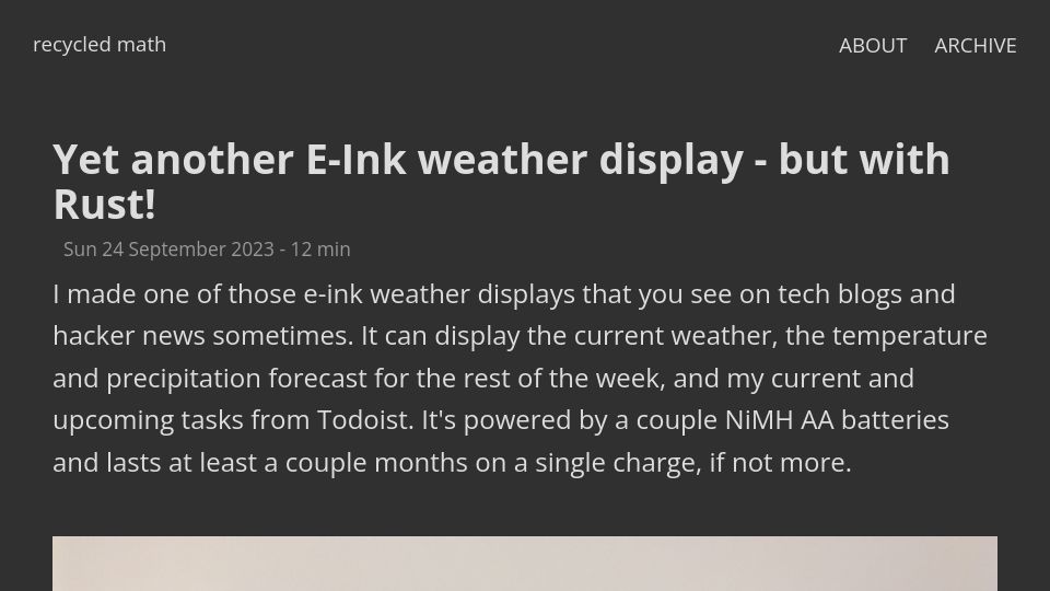Screenshot of harrystern.net: Yet another E-Ink weather display – but with Rust