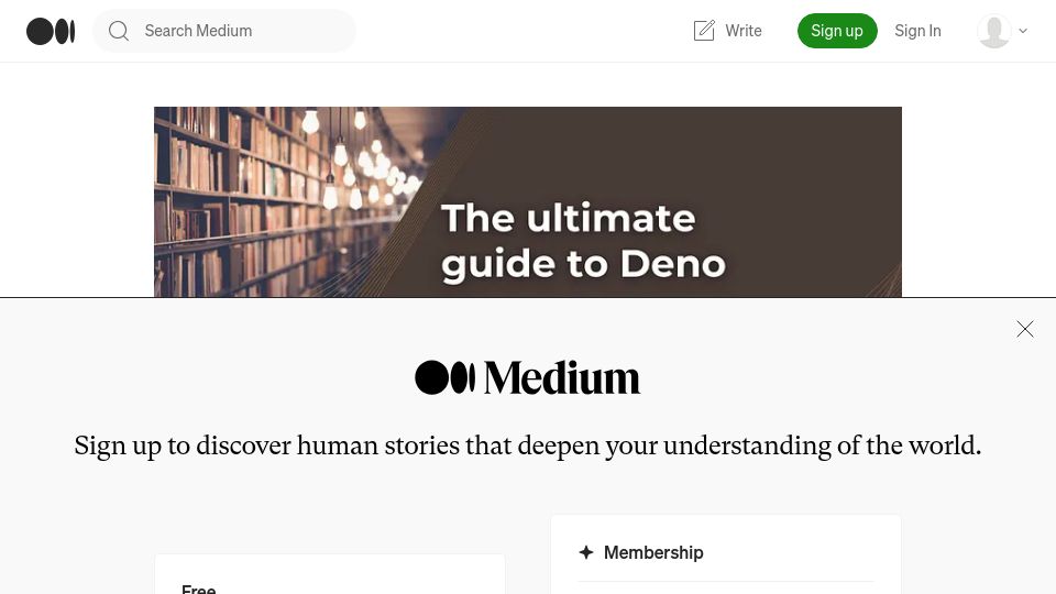 Screenshot of medium.com: The ultimate guide to Deno (2022)