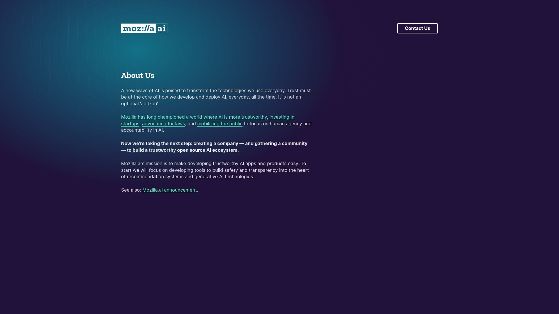 Screenshot of mozilla.ai: Mozilla.ai