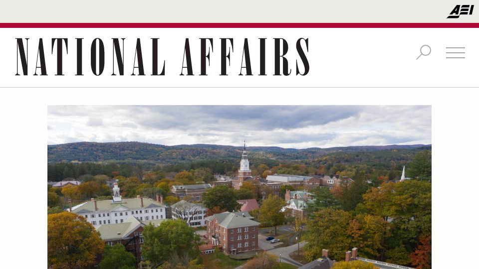 Screenshot of nationalaffairs.com: The Truth about College Costs