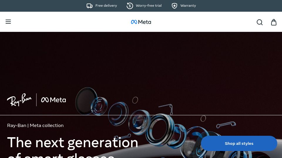 Screenshot of meta.com: Ray-Ban Meta Smart Glasses