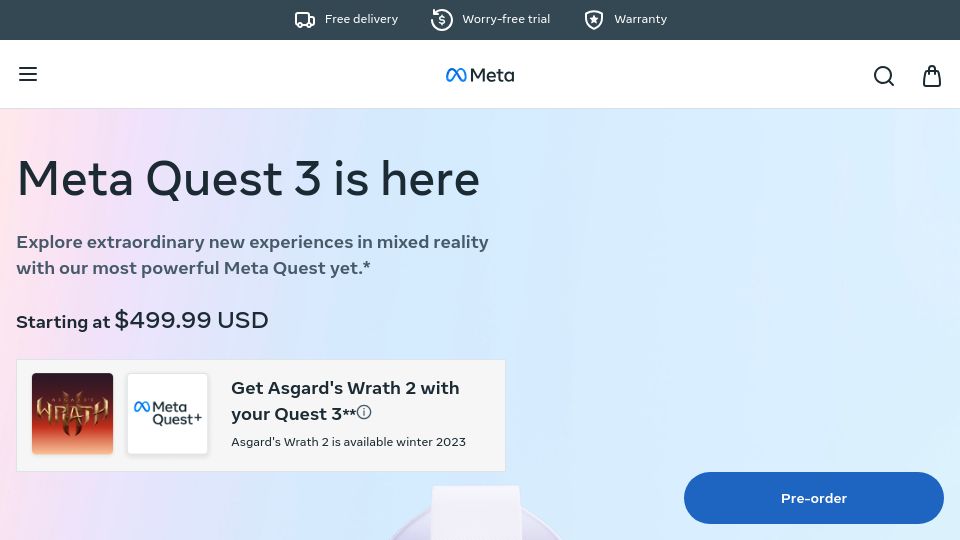 Screenshot of meta.com: Meta Quest 3