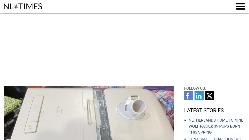 Screenshot of nltimes.nl: Philips allegedly hid 3700 complaints about sleep apnea machines from U.S.