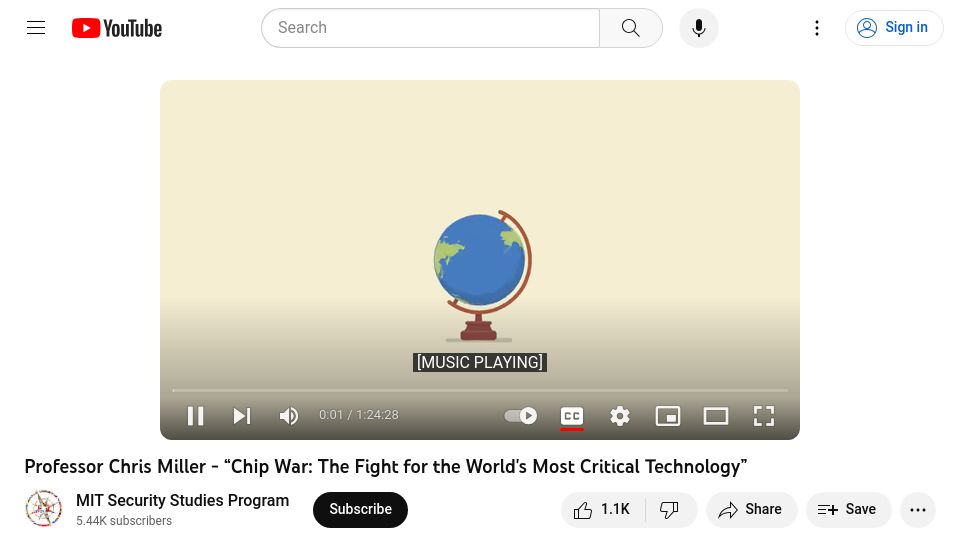 Screenshot of youtube.com: Chip War: The Fight for the Most Critical Technology [video]
