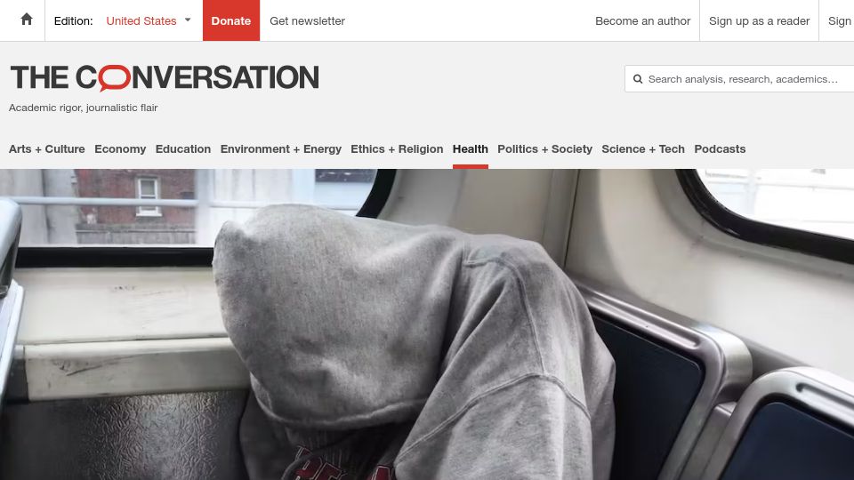 Screenshot of theconversation.com: Synthetic opioids deadlier than fentanyl are showing up in overdose cases